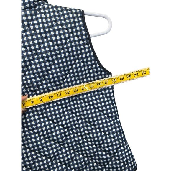 Cambridge Dry Goods Gingham Quilted Vest Navy White Preppy Classic Sz Small - Picture 7 of 11